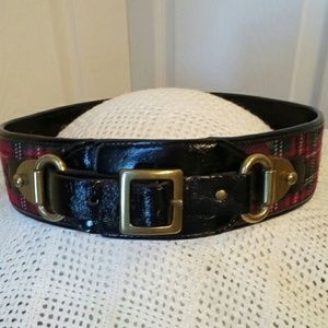 Betsey Johnson Tartan fabric, leather belt